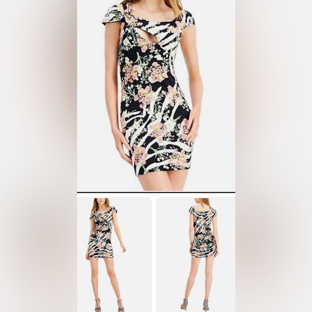 GUESS Nyla Floral Printed Cut Out Dress